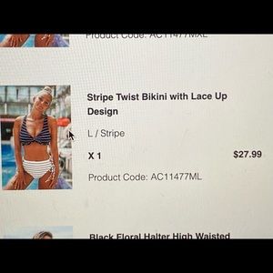 Cupshe stripe twist bikini with lace up design.